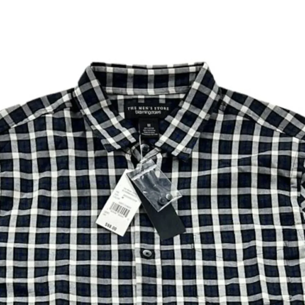 New The Mens Store Men Grey Plaid Shirt Classic Long Sleeve Button Down US M - Picture 4 of 6